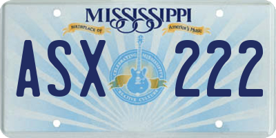 MS license plate ASX222