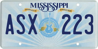 MS license plate ASX223