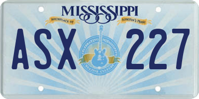 MS license plate ASX227
