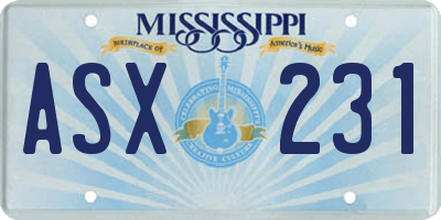 MS license plate ASX231