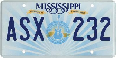 MS license plate ASX232