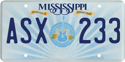 MS license plate ASX233