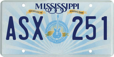 MS license plate ASX251