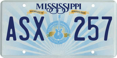 MS license plate ASX257