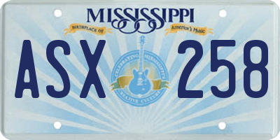 MS license plate ASX258