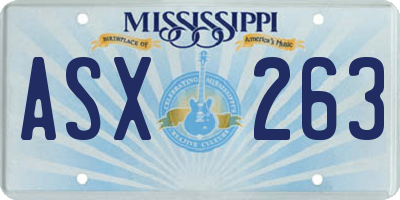 MS license plate ASX263