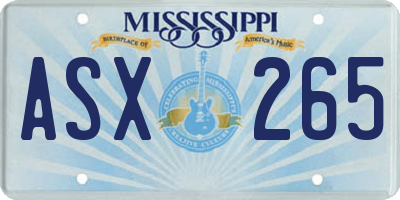 MS license plate ASX265
