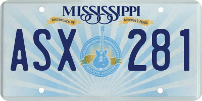 MS license plate ASX281