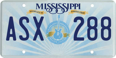 MS license plate ASX288