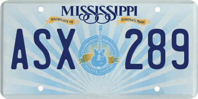 MS license plate ASX289