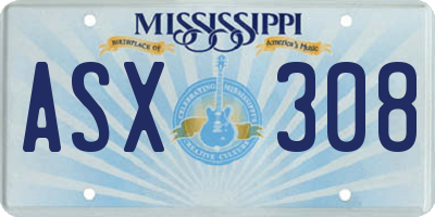 MS license plate ASX308