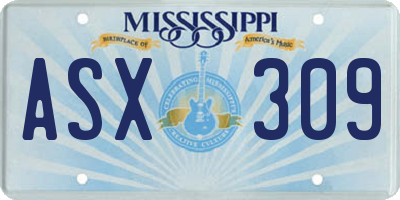 MS license plate ASX309