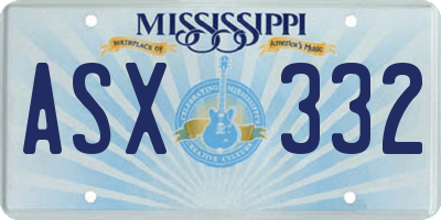 MS license plate ASX332