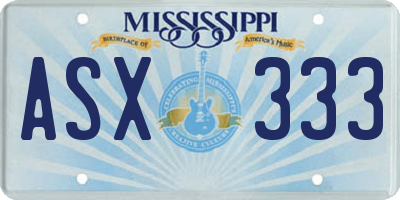 MS license plate ASX333