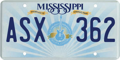 MS license plate ASX362