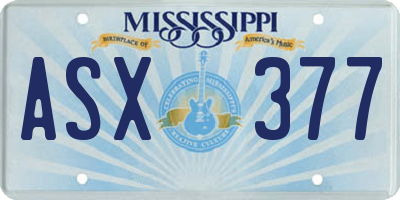 MS license plate ASX377