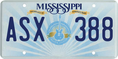 MS license plate ASX388