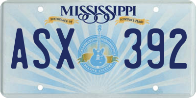 MS license plate ASX392