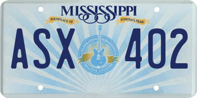 MS license plate ASX402