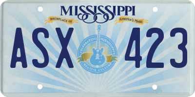 MS license plate ASX423
