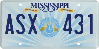 MS license plate ASX431