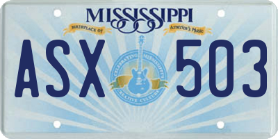 MS license plate ASX503