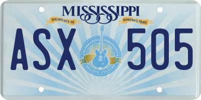 MS license plate ASX505