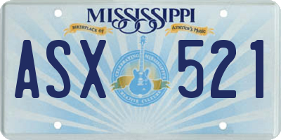 MS license plate ASX521
