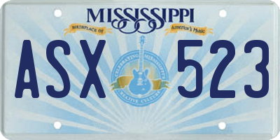 MS license plate ASX523
