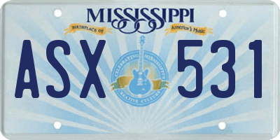 MS license plate ASX531