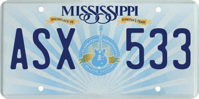 MS license plate ASX533