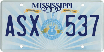MS license plate ASX537