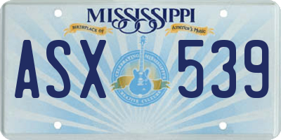 MS license plate ASX539