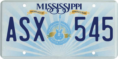 MS license plate ASX545