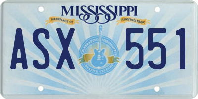 MS license plate ASX551