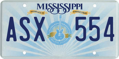 MS license plate ASX554
