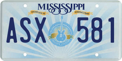 MS license plate ASX581