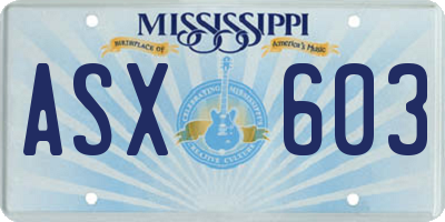 MS license plate ASX603