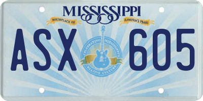 MS license plate ASX605