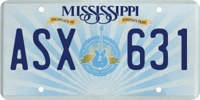 MS license plate ASX631