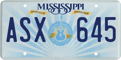 MS license plate ASX645