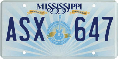 MS license plate ASX647
