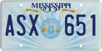 MS license plate ASX651