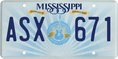 MS license plate ASX671