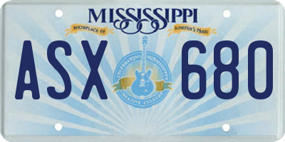 MS license plate ASX680
