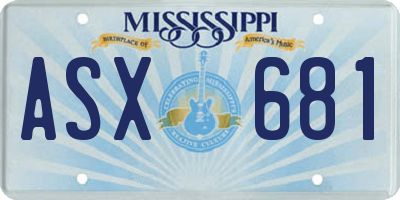 MS license plate ASX681