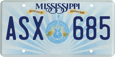 MS license plate ASX685