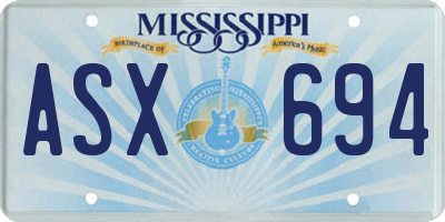 MS license plate ASX694