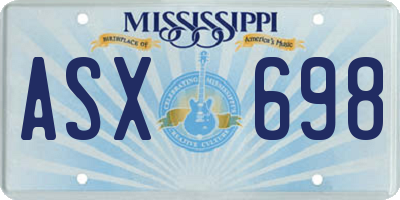MS license plate ASX698