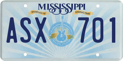 MS license plate ASX701